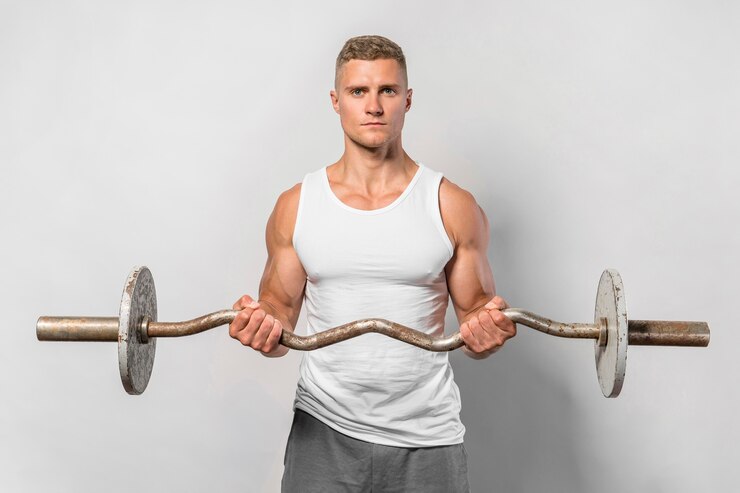 Man doing zig-zag curl for big biceps